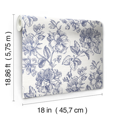 York Wallcoverings RoomMates Flower Girl Blue Peel and Stick Wallpaper Modern Botanical Blues  Wallpaper - RMK12577RL