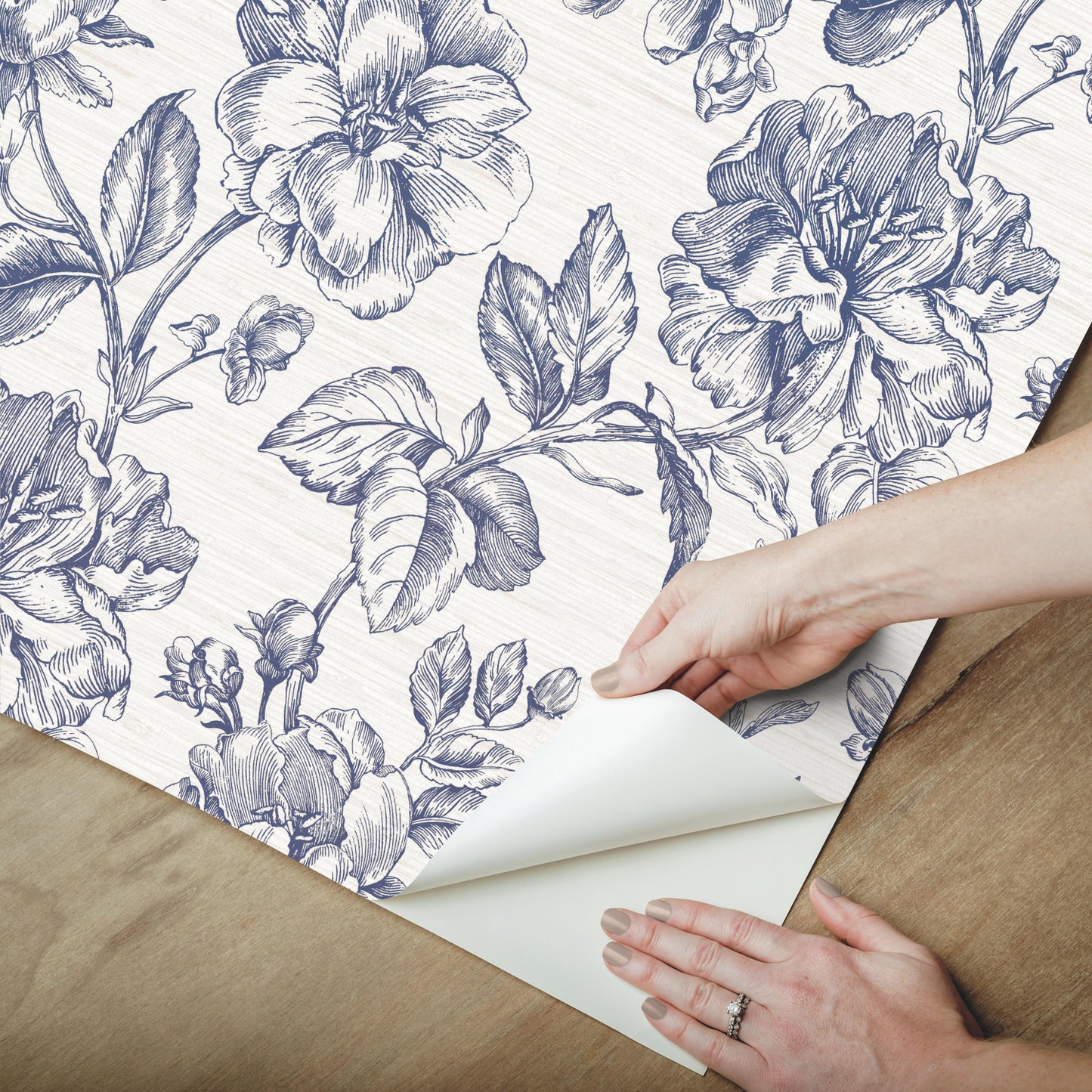 York Wallcoverings RoomMates Flower Girl Blue Peel and Stick Wallpaper Modern Botanical Blues  Wallpaper - RMK12577RL