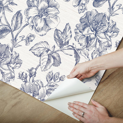 York Wallcoverings RoomMates Flower Girl Blue Peel and Stick Wallpaper Modern Botanical Blues  Wallpaper - RMK12577RL