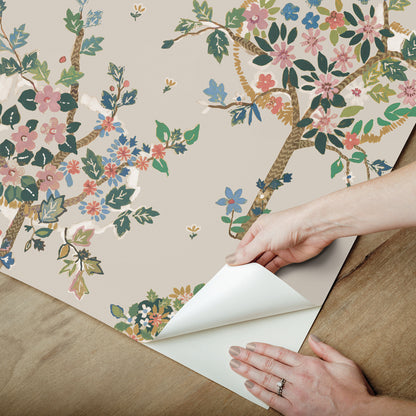 York Wallcoverings RoomMates Flowering Peace Tree Taupe Peel and Stick Wallpaper Traditional Botanical Neutrals  Wallpaper - RMK12585PLW