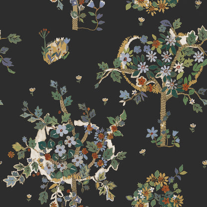 York Wallcoverings RoomMates Flowering Peace Tree Black Peel and Stick Wallpaper Traditional Botanical Blacks  Wallpaper - RMK12586PLW