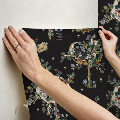 York Wallcoverings RoomMates Flowering Peace Tree Black Peel and Stick Wallpaper Traditional Botanical Blacks  Wallpaper - RMK12586PLW
