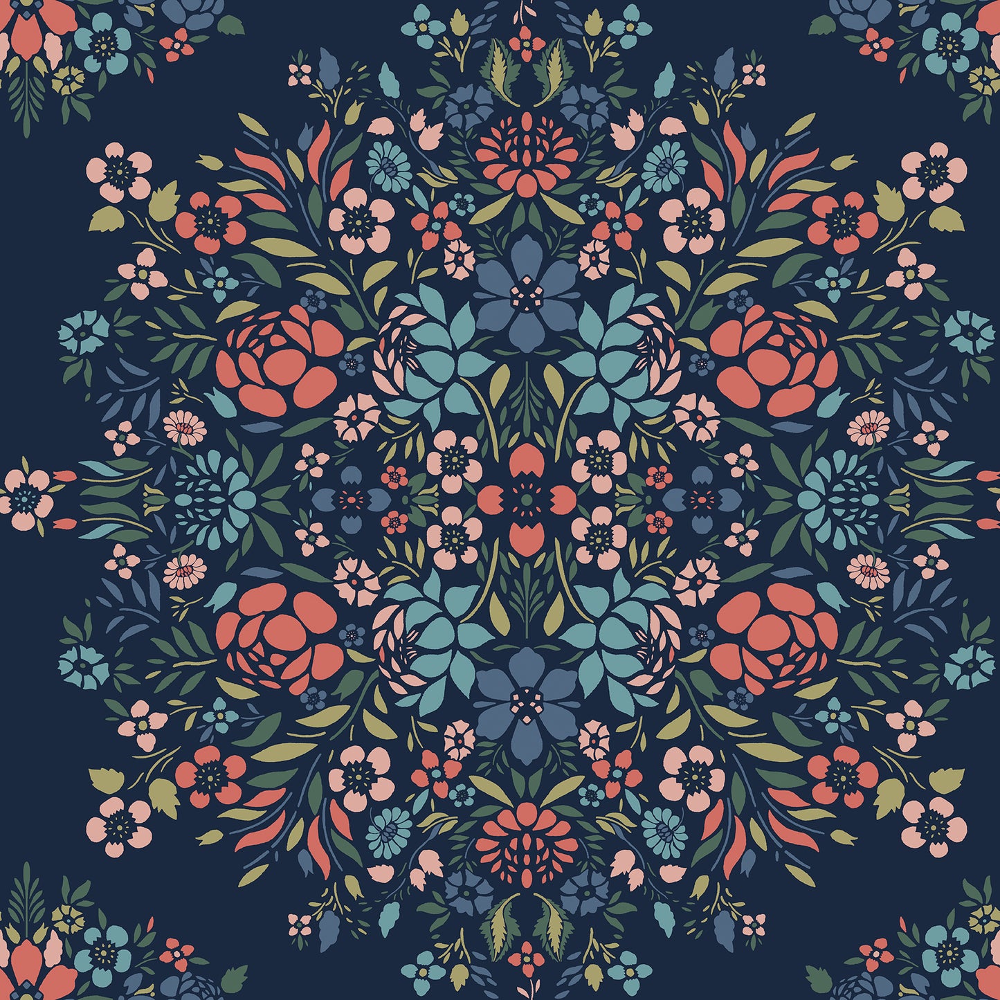 York Wallcoverings RoomMates Medallion Floral Blue Peel and Stick Wallpaper Traditional Botanical Blues  Wallpaper - RMK12587PLW