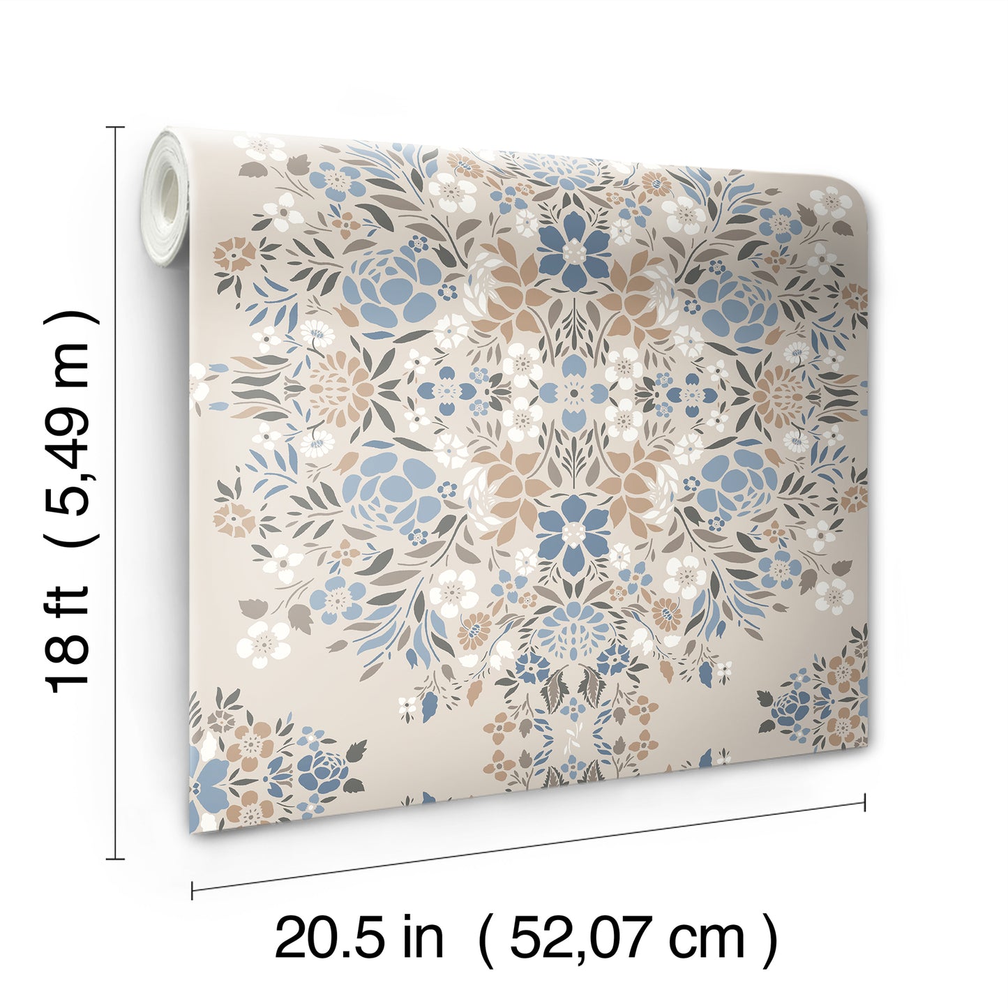 York Wallcoverings RoomMates Medallion Floral Taupe Peel and Stick Wallpaper Traditional Botanical Neutrals  Wallpaper - RMK12588PLW