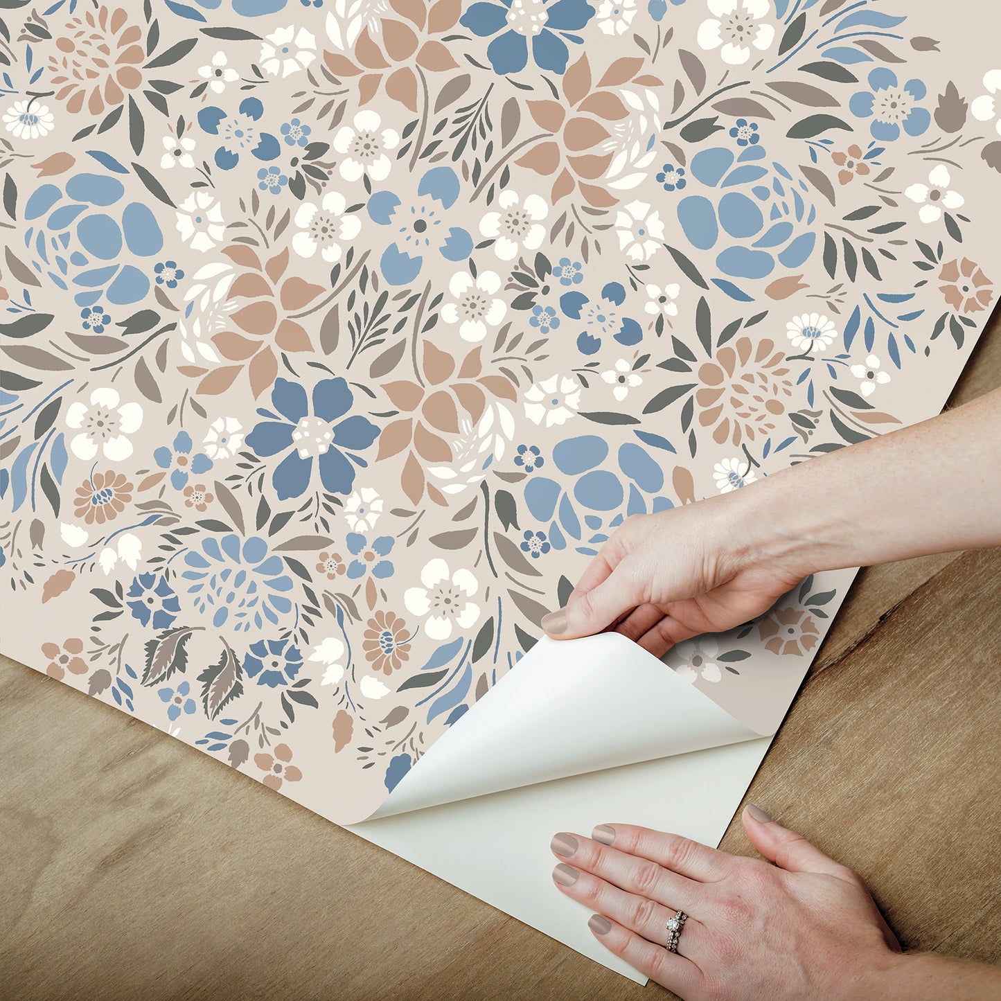 York Wallcoverings RoomMates Medallion Floral Taupe Peel and Stick Wallpaper Traditional Botanical Neutrals  Wallpaper - RMK12588PLW