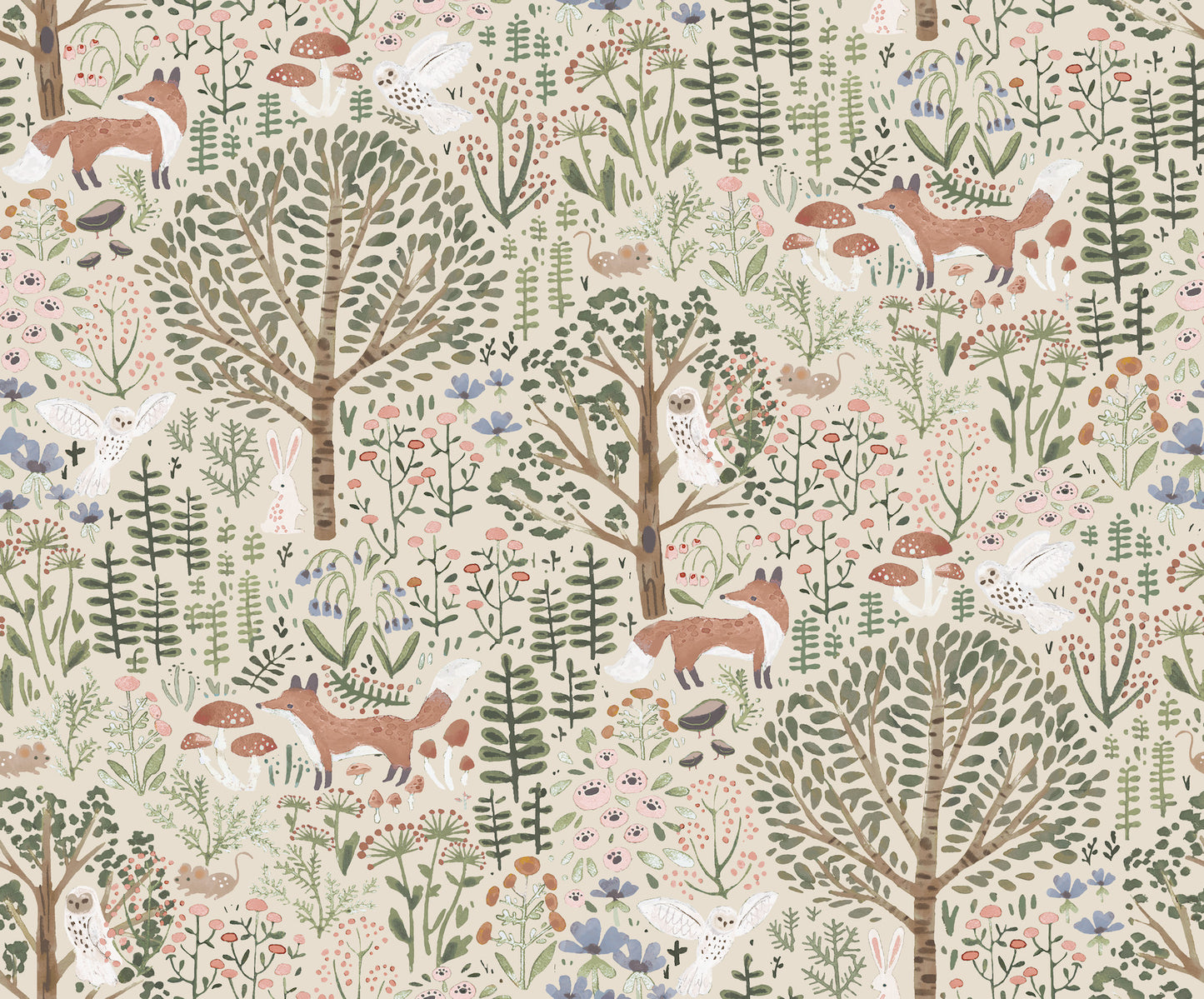 York Wallcoverings RoomMates Clara Jean Folklore Forest Almond Peel and Stick Wallpaper   Neutrals  Wallpaper - RMK12591PLW