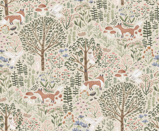 York Wallcoverings RoomMates Clara Jean Folklore Forest Almond Peel and Stick Wallpaper   Neutrals  Wallpaper - RMK12591PLW