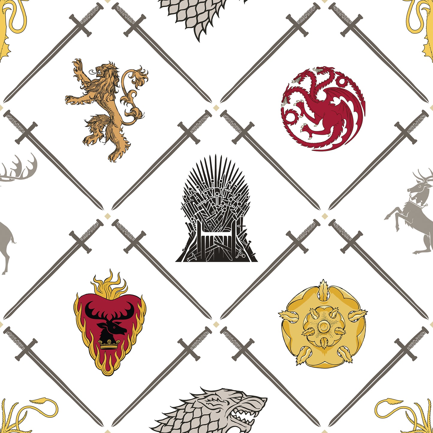 York Wallcoverings RoomMates Game of Thrones House Sigils Peel and Stick Wallpaper Feature Wall Graphics Whites and Off-Whites  Wallpaper - RMK12618RL