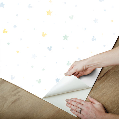 York Wallcoverings RoomMates Mickey Mouse Confetti Blue Peel and Stick Wallpaper Kids Graphics Whites and Off-Whites  Wallpaper - RMK12620RL