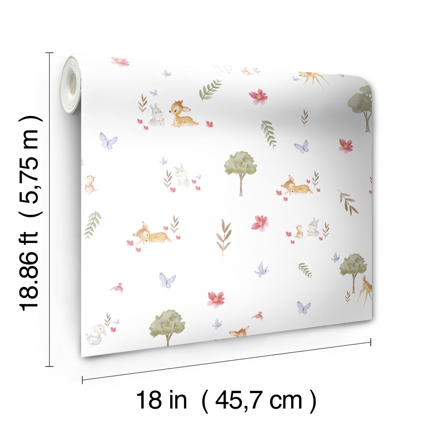 York Wallcoverings RoomMates Bambi Watercolor White Peel and Stick Wallpaper Whimsical  Whites and Off-Whites  Wallpaper - RMK12621RL