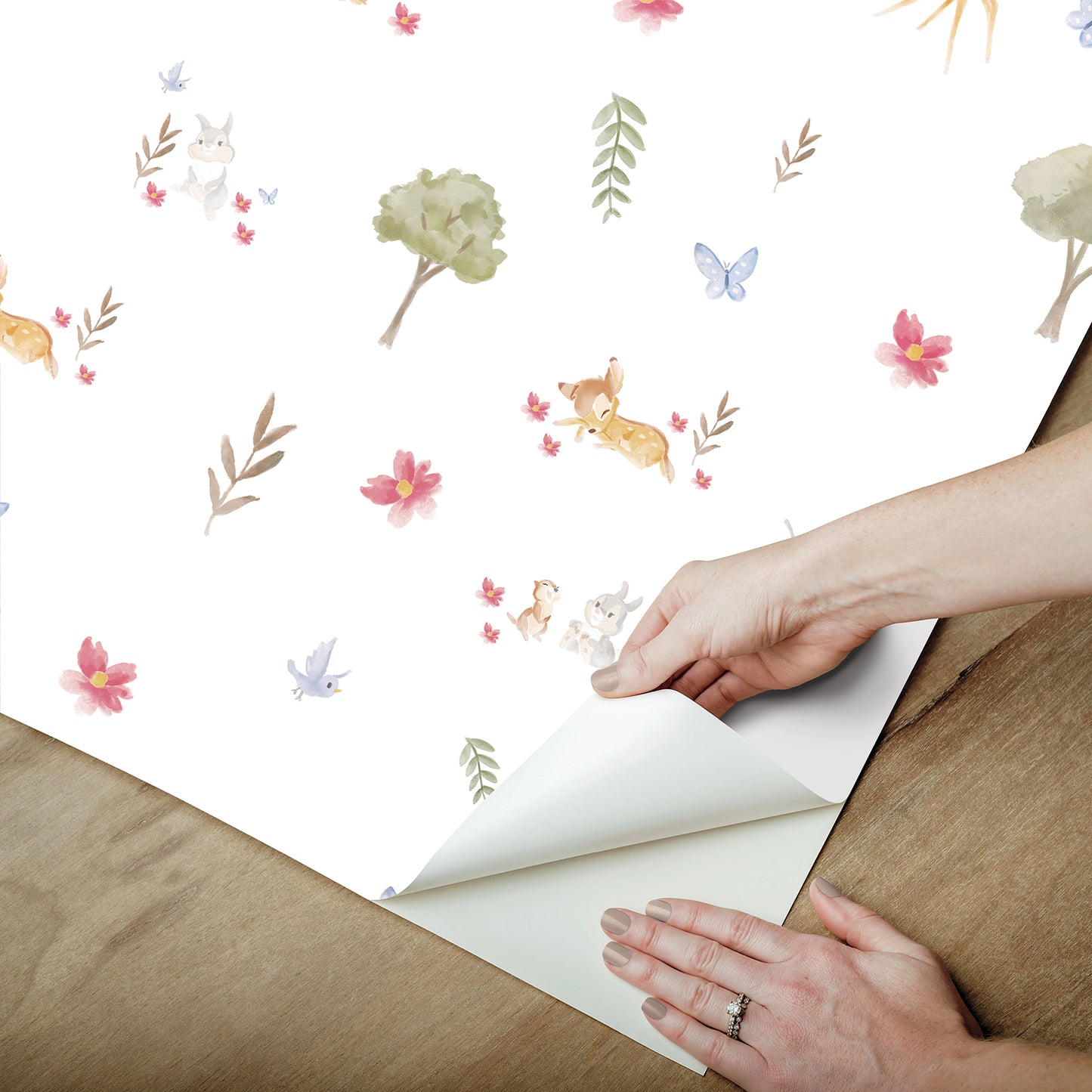 York Wallcoverings RoomMates Bambi Watercolor White Peel and Stick Wallpaper Whimsical  Whites and Off-Whites  Wallpaper - RMK12621RL