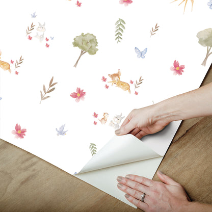 York Wallcoverings RoomMates Bambi Watercolor White Peel and Stick Wallpaper Whimsical  Whites and Off-Whites  Wallpaper - RMK12621RL