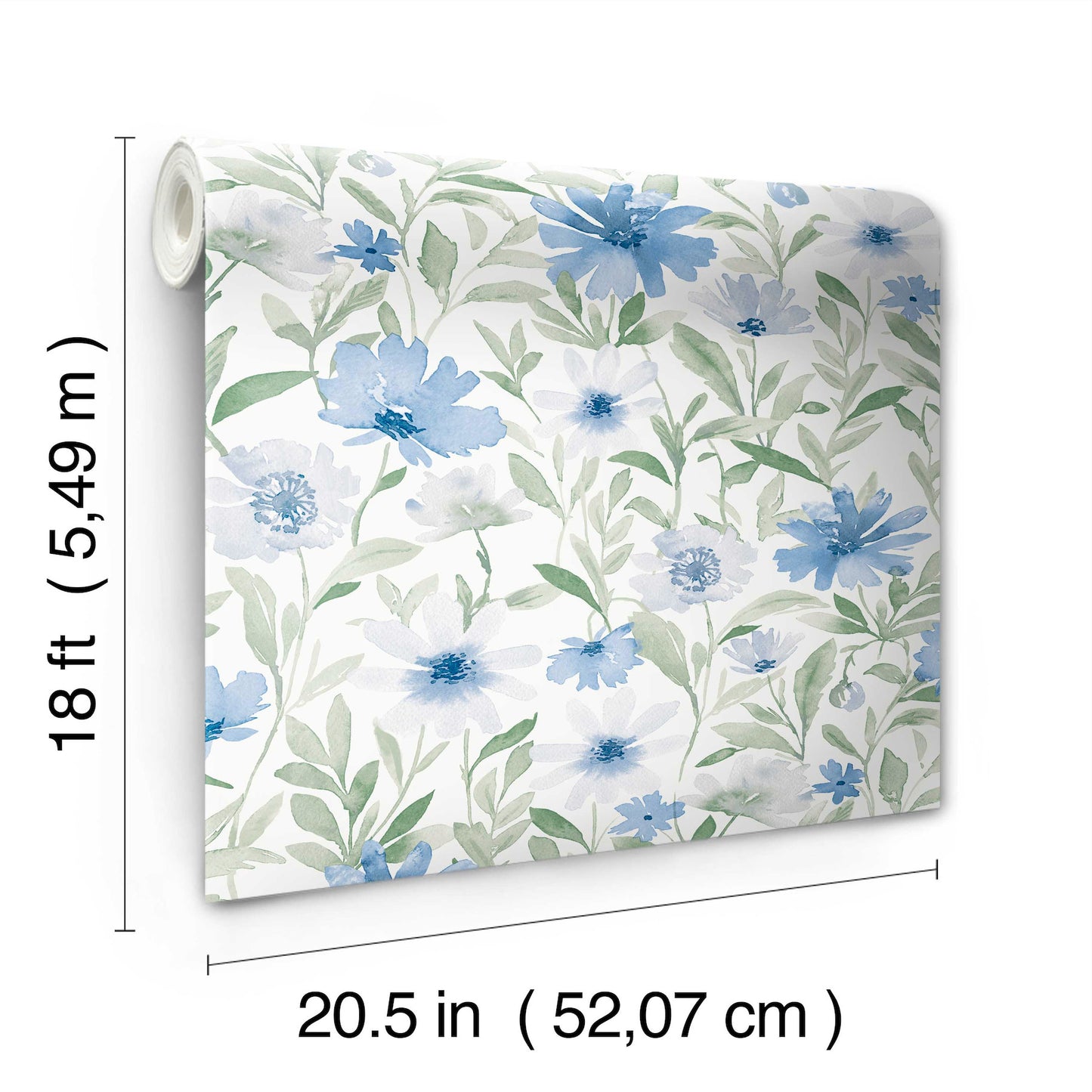York Wallcoverings RoomMates Flower Market Blue Peel and Stick Wallpaper  Botanical Blues  Wallpaper - RMK12634PL