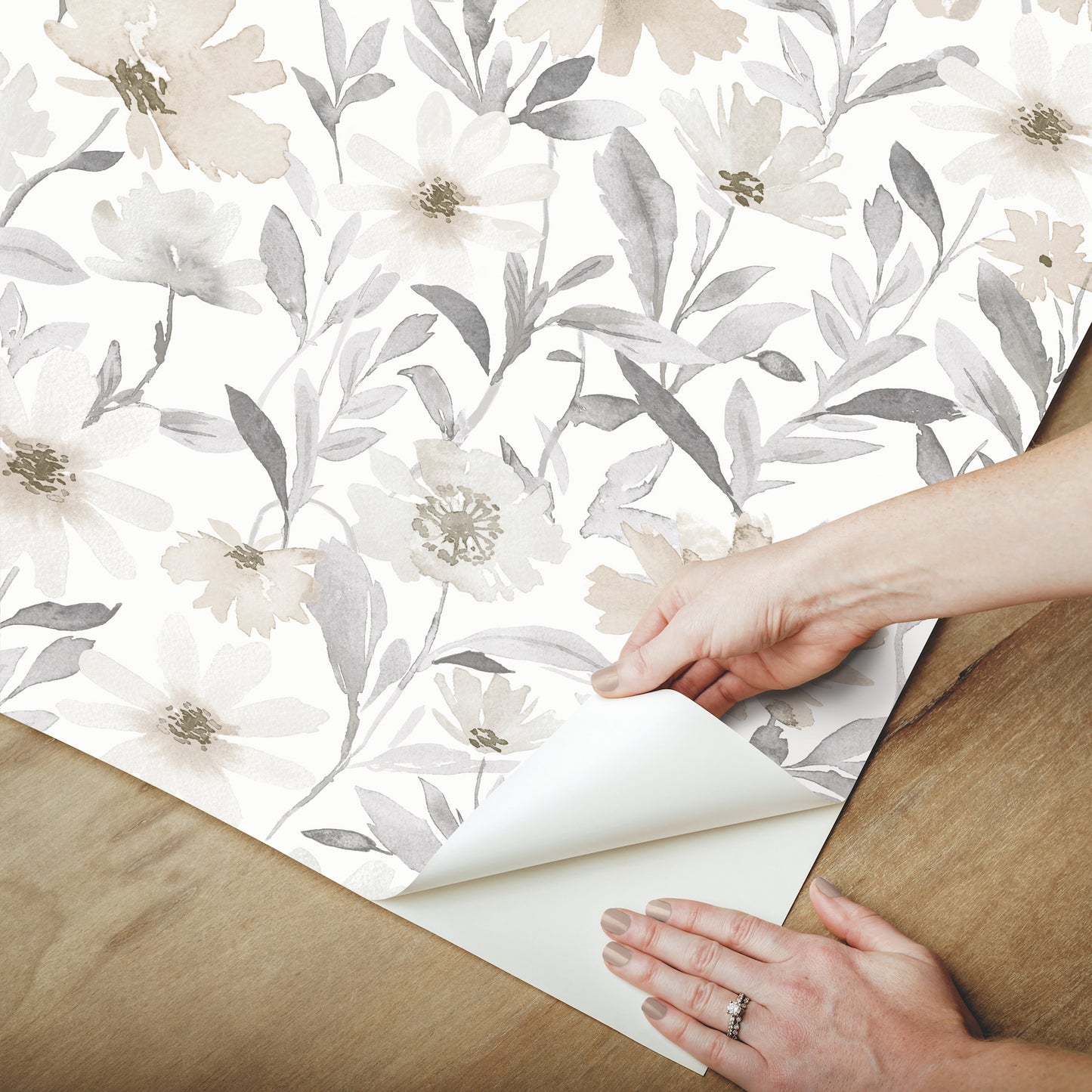 York Wallcoverings RoomMates Flower Market Neutral Peel and Stick Wallpaper  Botanical Neutrals  Wallpaper - RMK12635PL