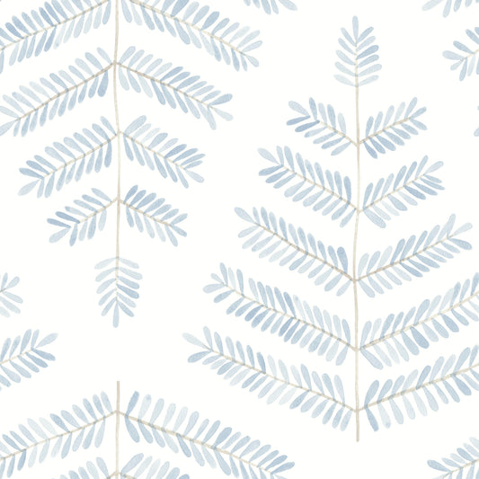 York Wallcoverings RoomMates Cat Coquillette Leaflets Blue Peel and Stick Wallpaper  Botanical Blues  Wallpaper - RMK12637PL