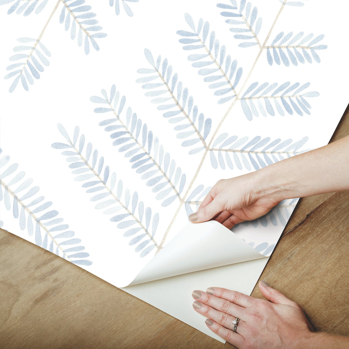 York Wallcoverings RoomMates Cat Coquillette Leaflets Blue Peel and Stick Wallpaper  Botanical Blues  Wallpaper - RMK12637PL