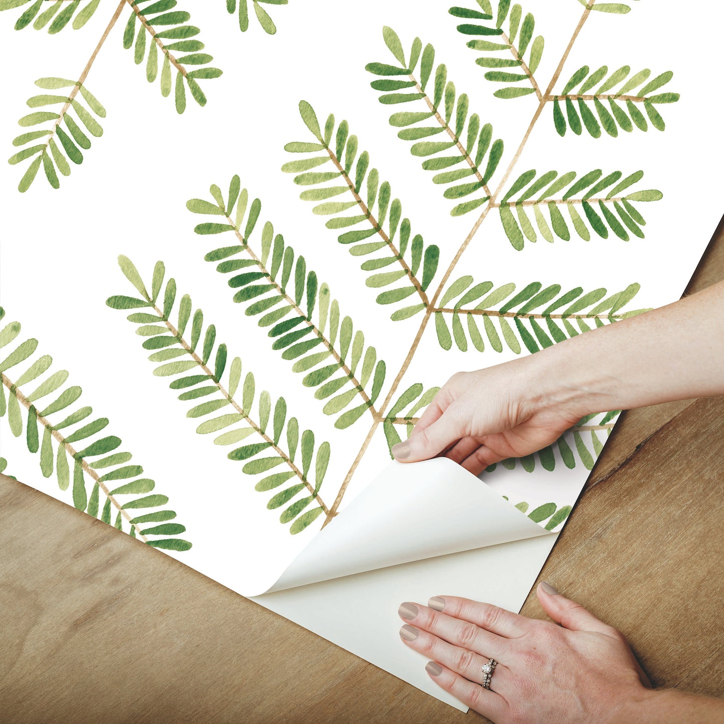 York Wallcoverings RoomMates Cat Coquillette Leaflets Green Peel and Stick Wallpaper  Botanical Greens  Wallpaper - RMK12638PL