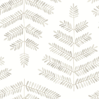 Neutral beige leaflets pattern; peel-and-stick wallpaper for home decor.