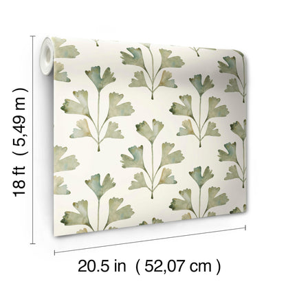 York Wallcoverings RoomMates Cat Coquillette Gingko Almond Peel and Stick Wallpaper  Botanical Neutrals  Wallpaper - RMK12641PL