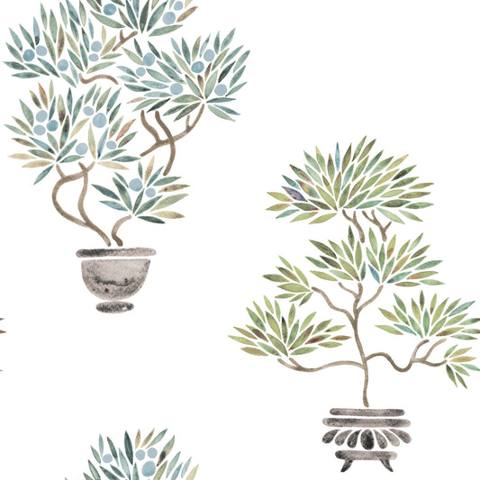 York Wallcoverings RoomMates Cat Coquillette Bonsai Green Peel and Stick Wallpaper  Botanical Greens  Wallpaper - RMK12646RL