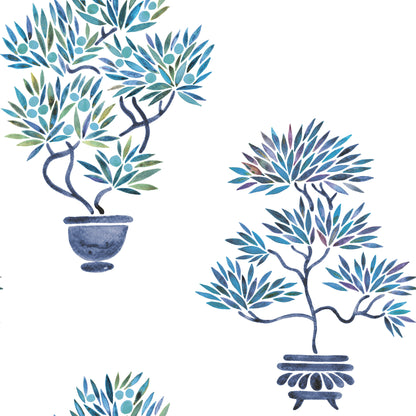 York Wallcoverings RoomMates Cat Coquillette Bonsai Blue Peel and Stick Wallpaper  Botanical Blues  Wallpaper - RMK12648RL