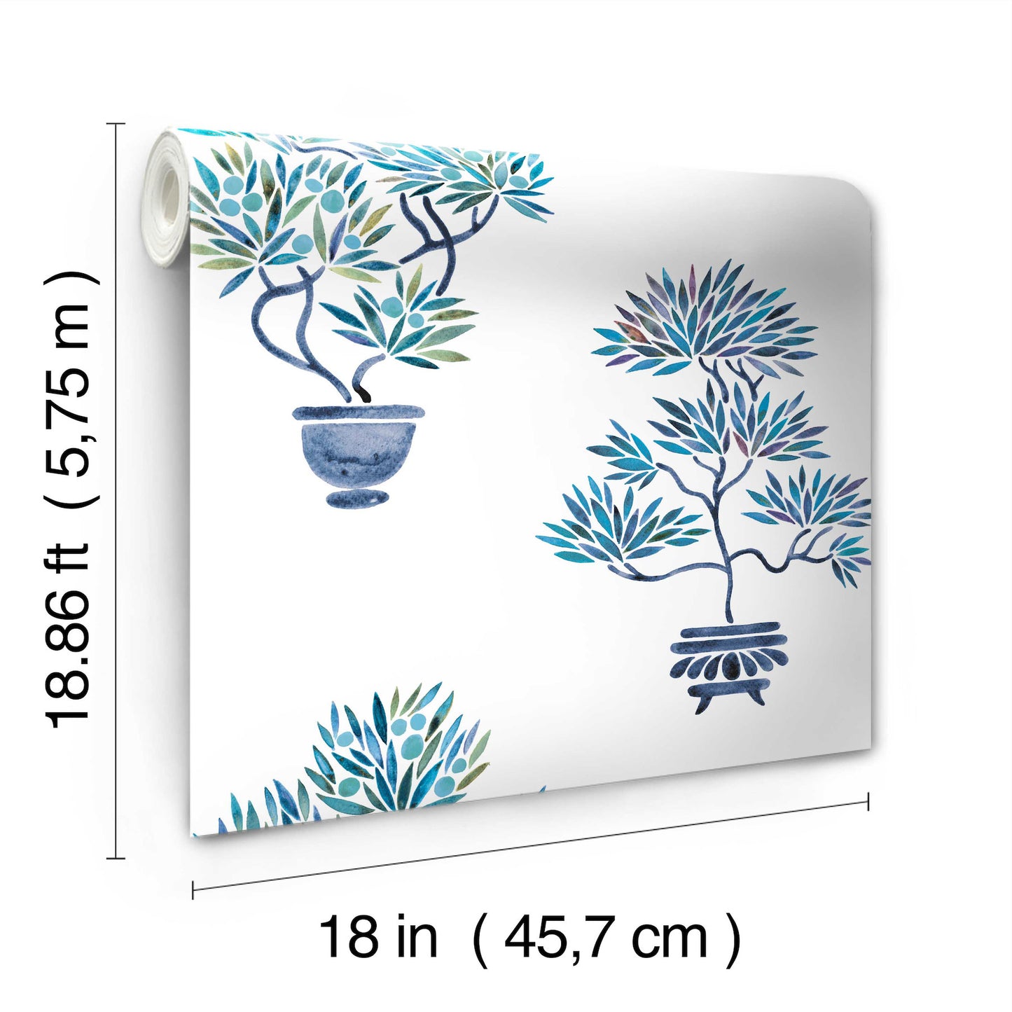 York Wallcoverings RoomMates Cat Coquillette Bonsai Blue Peel and Stick Wallpaper  Botanical Blues  Wallpaper - RMK12648RL