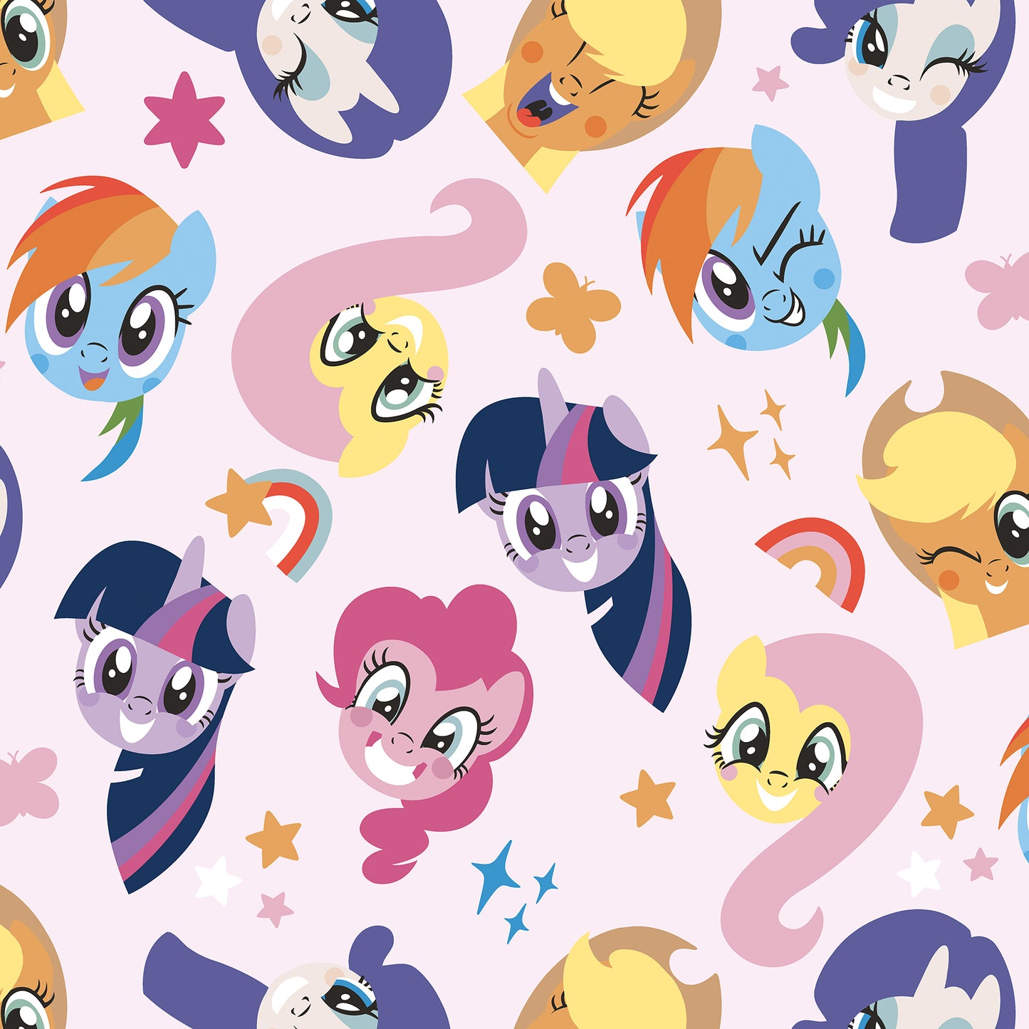 York Wallcoverings RoomMates My Little Pony Toss Pink Peel and Stick Wallpaper Kids Novelty Pinks  Wallpaper - RMK12660RL
