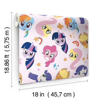 York Wallcoverings RoomMates My Little Pony Toss Pink Peel and Stick Wallpaper Kids Novelty Pinks  Wallpaper - RMK12660RL