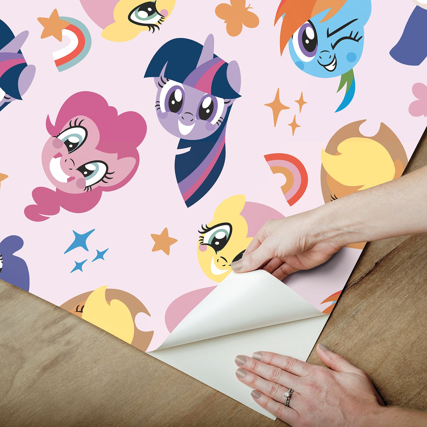 York Wallcoverings RoomMates My Little Pony Toss Pink Peel and Stick Wallpaper Kids Novelty Pinks  Wallpaper - RMK12660RL
