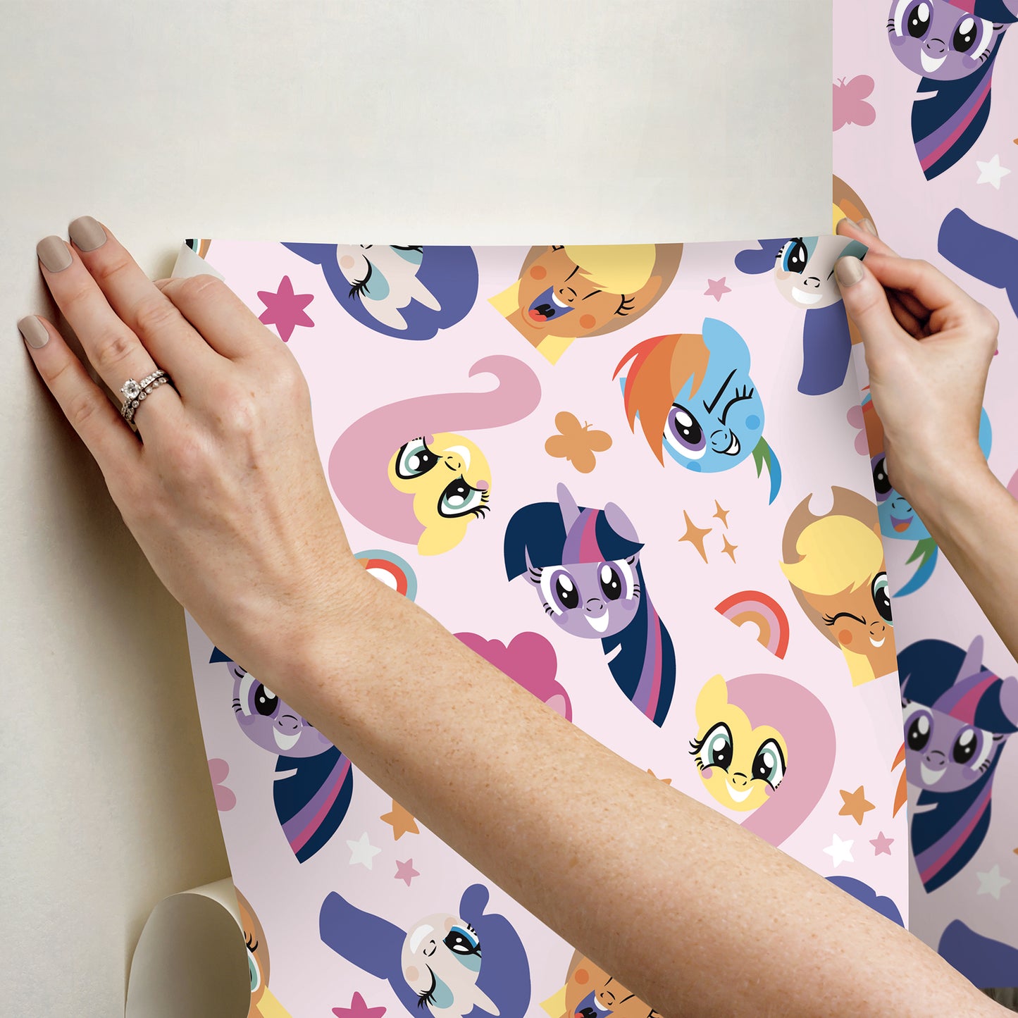 York Wallcoverings RoomMates My Little Pony Toss Pink Peel and Stick Wallpaper Kids Novelty Pinks  Wallpaper - RMK12660RL