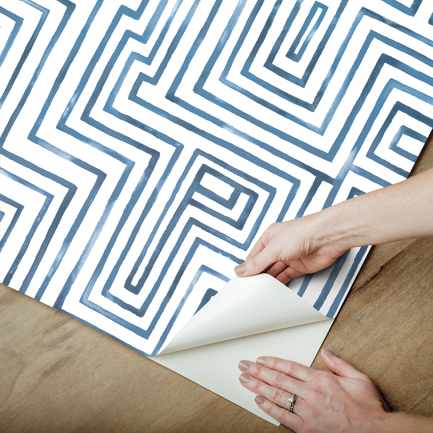 York Wallcoverings RoomMates Warren Blue Peel and Stick Wallpaper Modern Geometrics Blues  Wallpaper - RMK12662RL