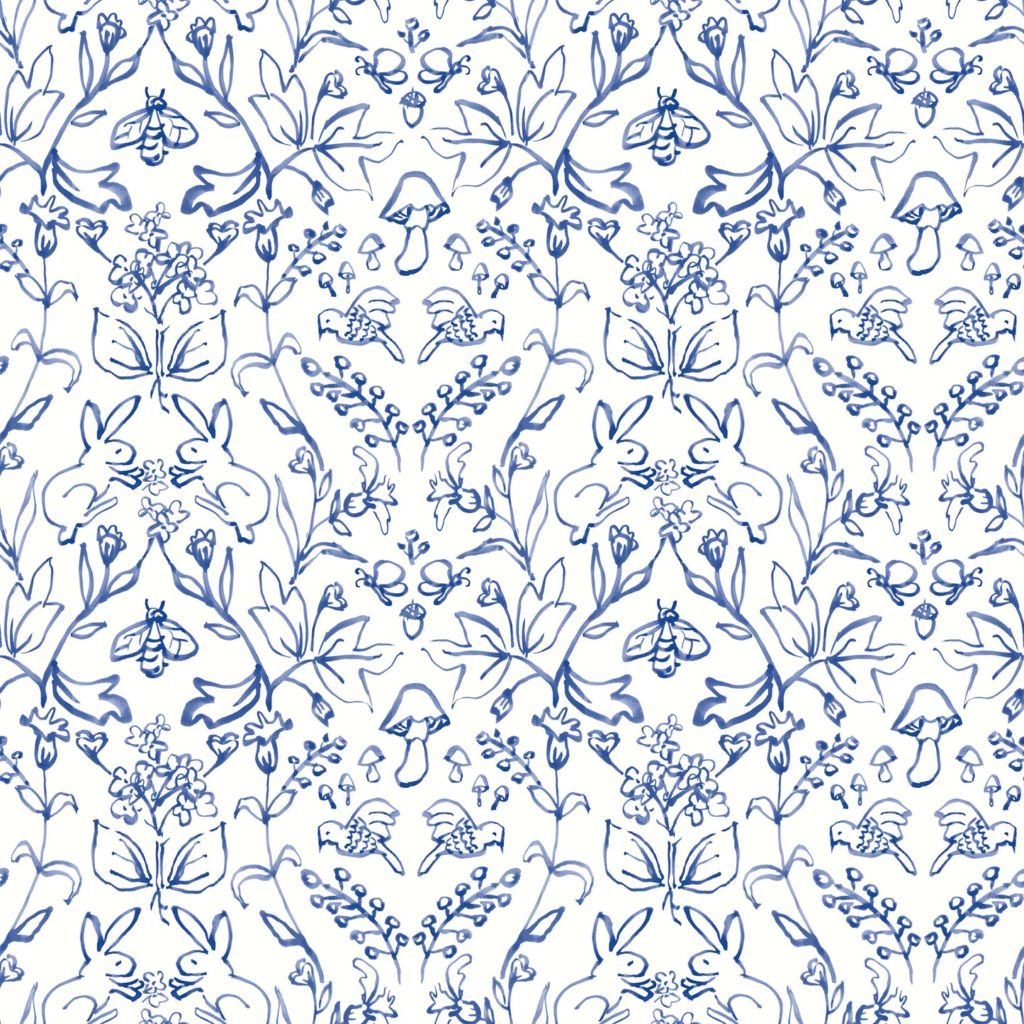 York Wallcoverings RoomMates Meadow Blue Peel and Stick Wallpaper Farmhouse Botanical Blues  Wallpaper - RMK12663RL