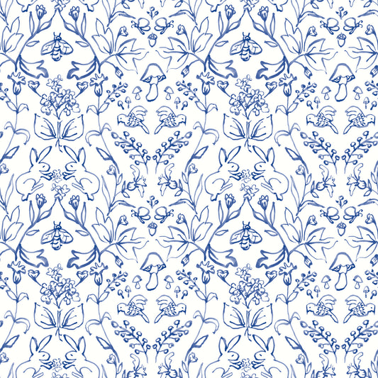 York Wallcoverings RoomMates Meadow Blue Peel and Stick Wallpaper Farmhouse Botanical Blues  Wallpaper - RMK12663RL