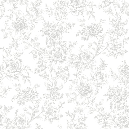 York Wallcoverings RoomMates Wren Grey Peel and Stick Wallpaper Farmhouse Botanical Greys  Wallpaper - RMK12664RL