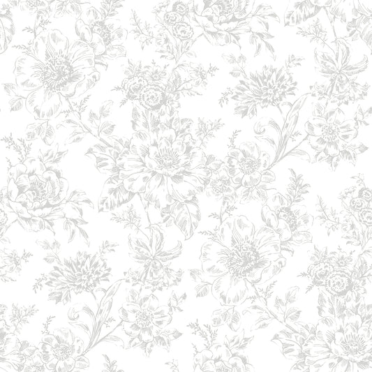 York Wallcoverings RoomMates Wren Grey Peel and Stick Wallpaper Farmhouse Botanical Greys  Wallpaper - RMK12664RL
