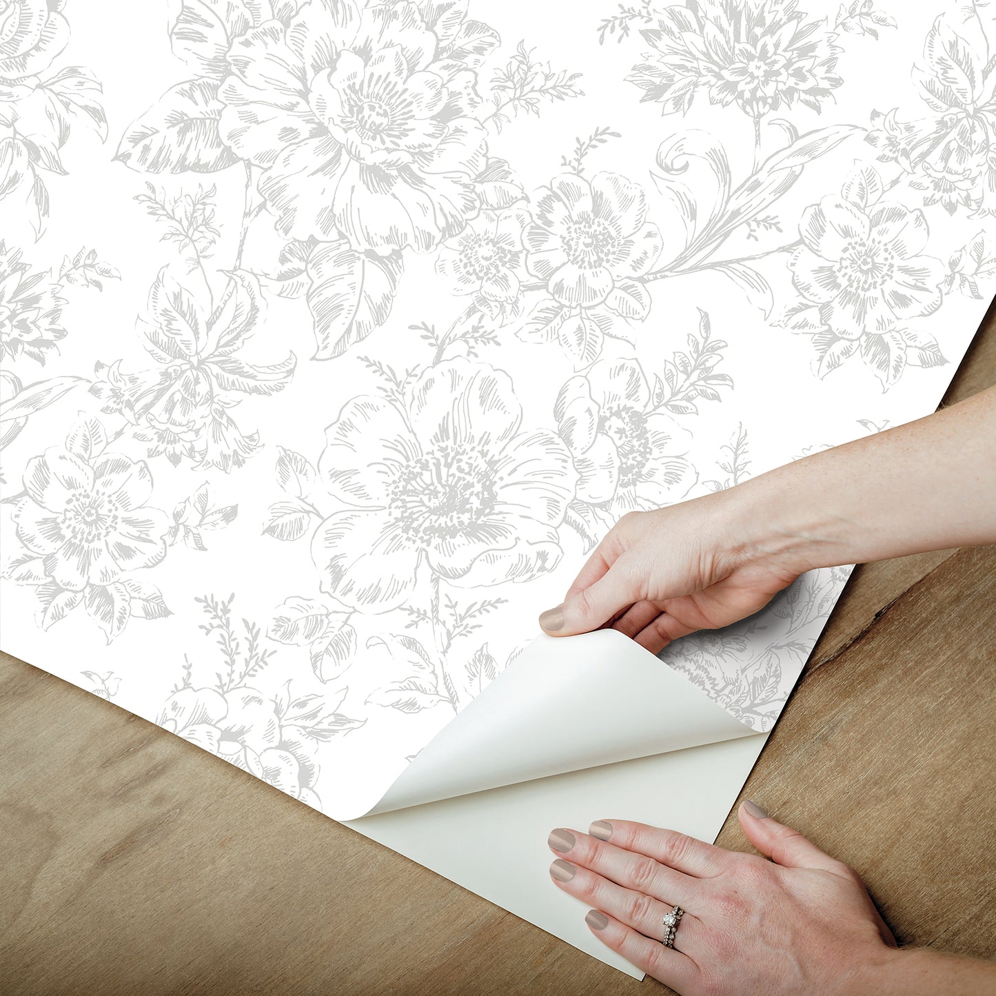 York Wallcoverings RoomMates Wren Grey Peel and Stick Wallpaper Farmhouse Botanical Greys  Wallpaper - RMK12664RL