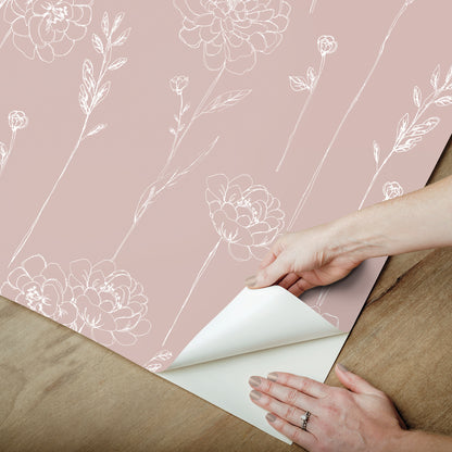 York Wallcoverings RoomMates Maisey Pink Peel and Stick Wallpaper Country Botanical Pinks  Wallpaper - RMK12688PLW