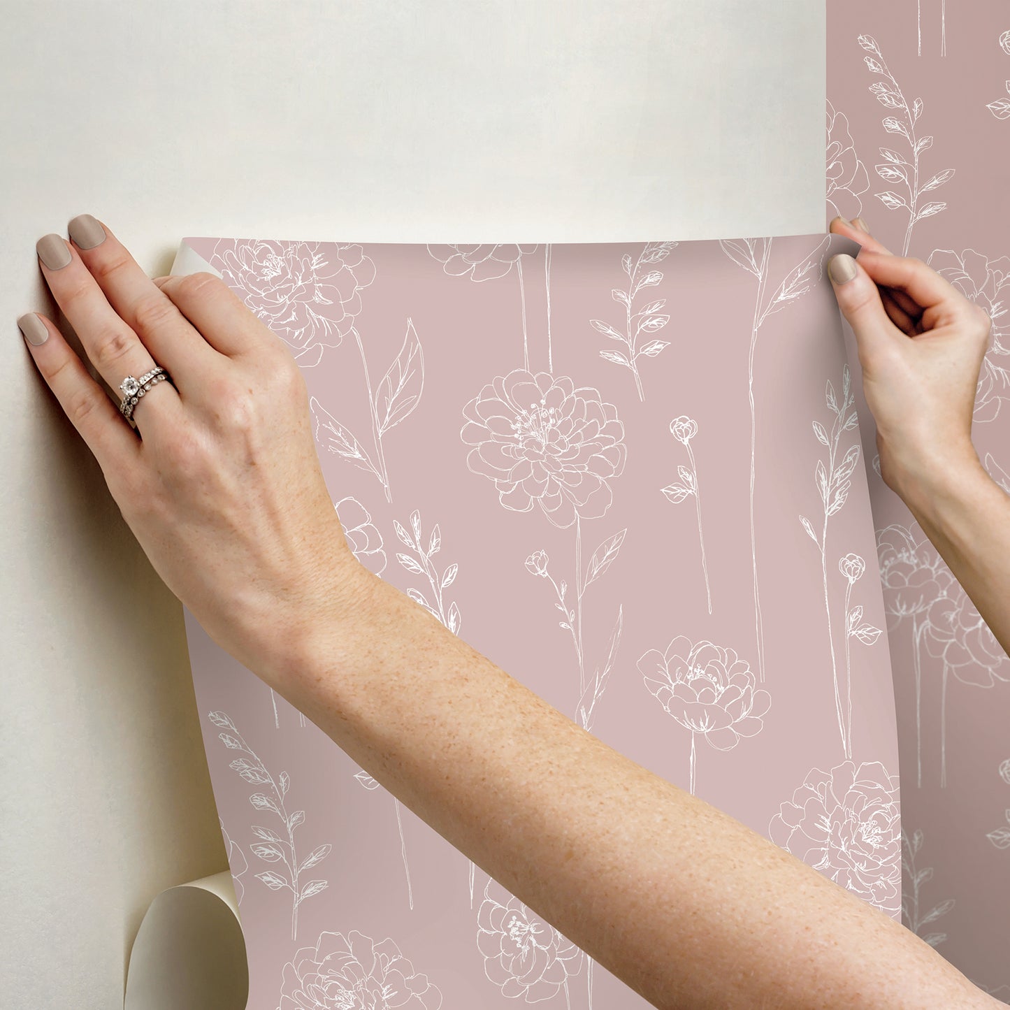 York Wallcoverings RoomMates Maisey Pink Peel and Stick Wallpaper Country Botanical Pinks  Wallpaper - RMK12688PLW