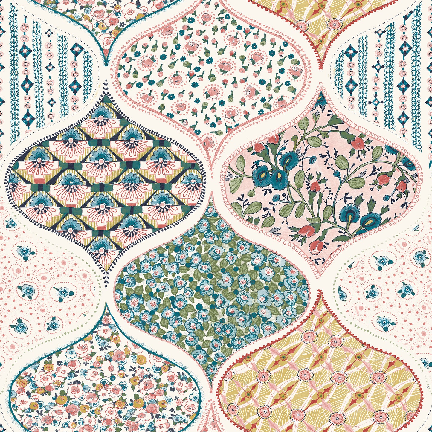 York Wallcoverings RoomMates Pippa Warm Multi Peel and Stick Wallpaper Country Graphics Pinks  Wallpaper - RMK12692PLW