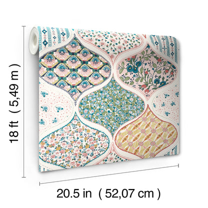 York Wallcoverings RoomMates Pippa Warm Multi Peel and Stick Wallpaper Country Graphics Pinks  Wallpaper - RMK12692PLW