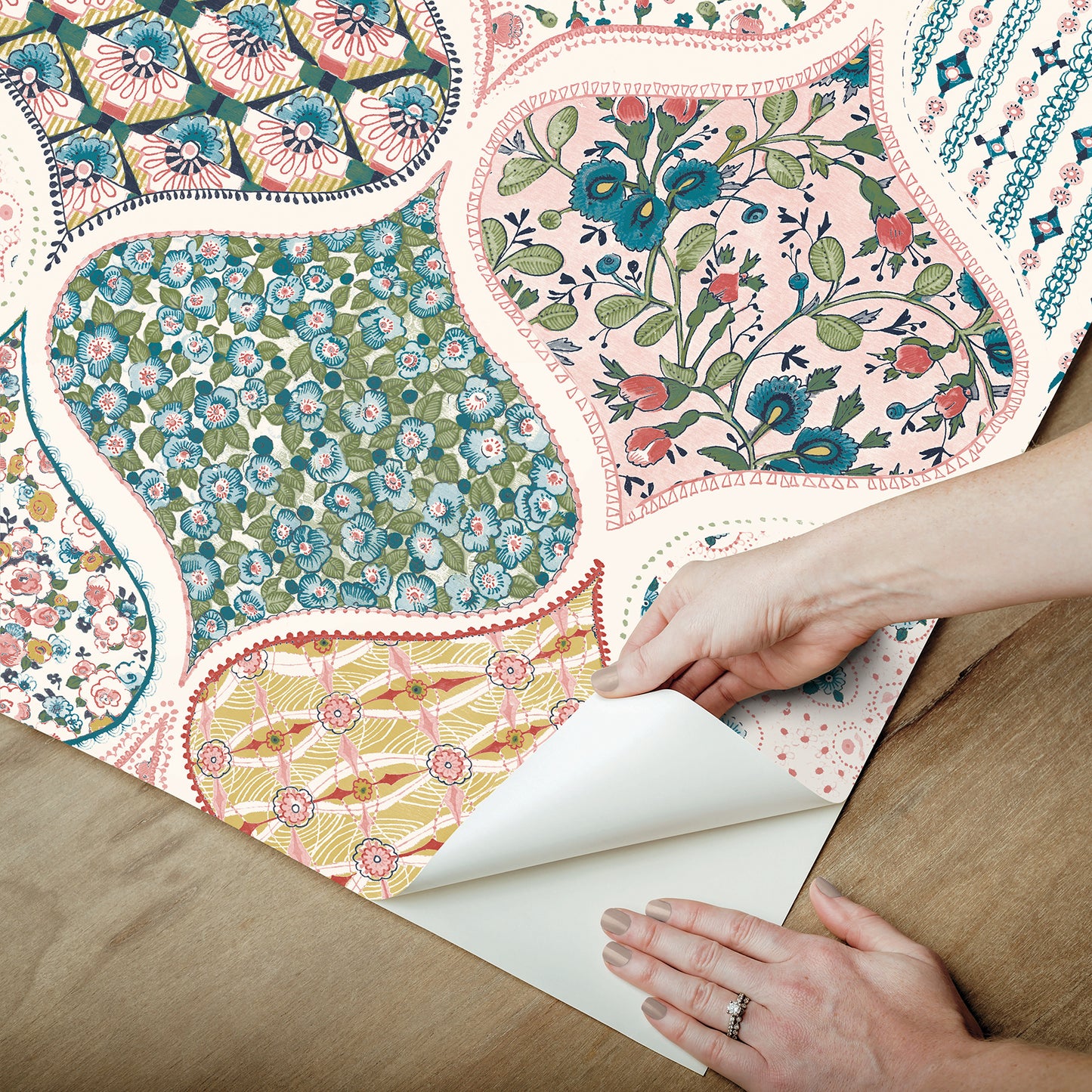 York Wallcoverings RoomMates Pippa Warm Multi Peel and Stick Wallpaper Country Graphics Pinks  Wallpaper - RMK12692PLW