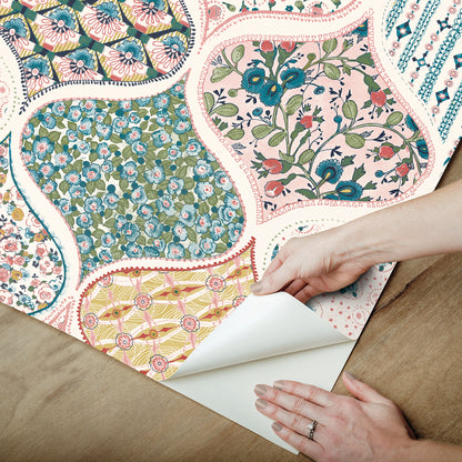 York Wallcoverings RoomMates Pippa Warm Multi Peel and Stick Wallpaper Country Graphics Pinks  Wallpaper - RMK12692PLW