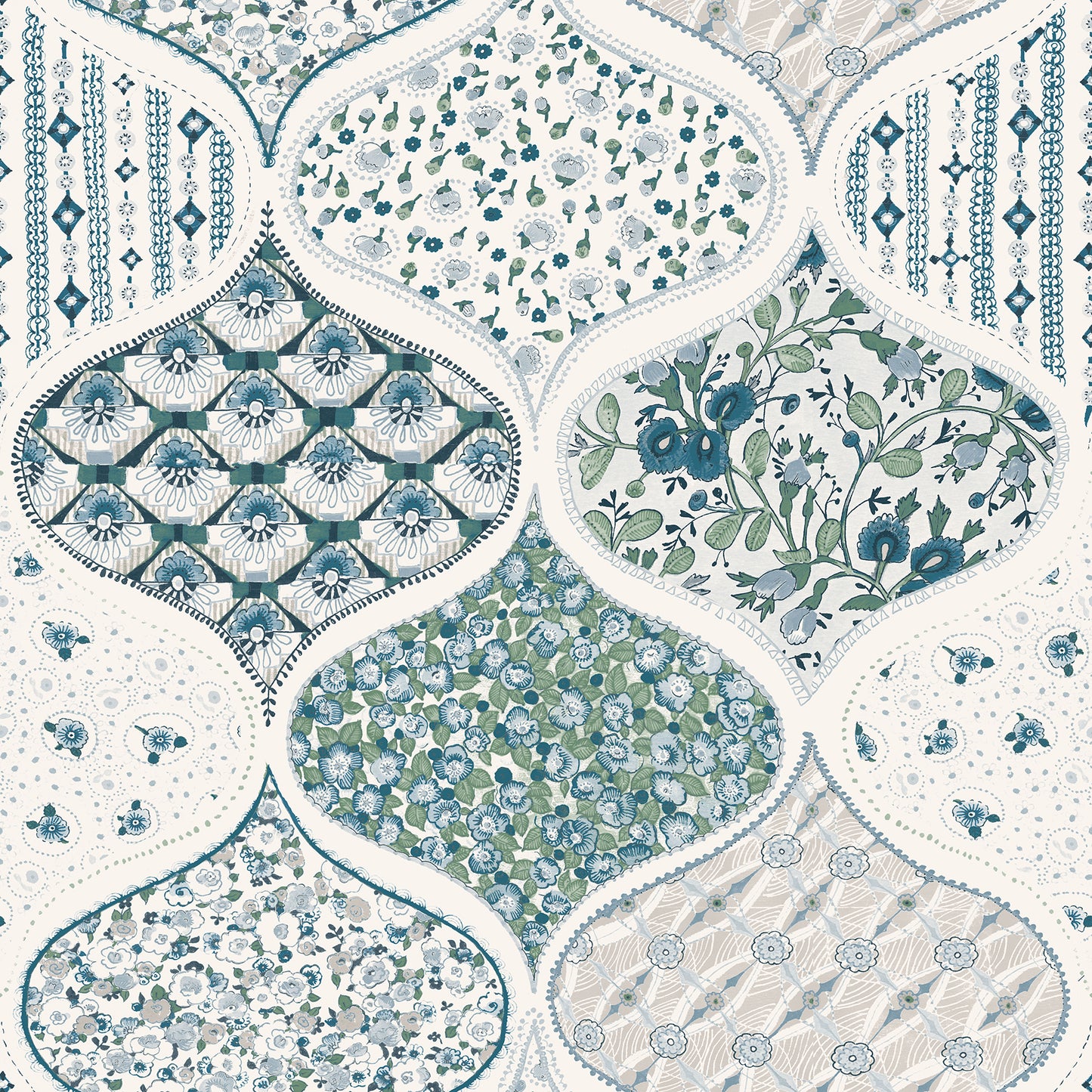 York Wallcoverings RoomMates Pippa Cool Multi Peel and Stick Wallpaper Country Graphics Blues  Wallpaper - RMK12693PLW