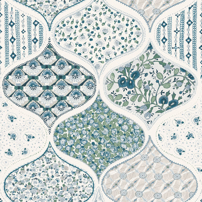 York Wallcoverings RoomMates Pippa Cool Multi Peel and Stick Wallpaper Country Graphics Blues  Wallpaper - RMK12693PLW