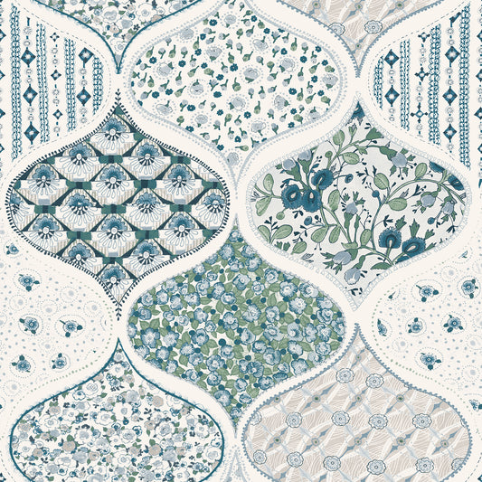 York Wallcoverings RoomMates Pippa Cool Multi Peel and Stick Wallpaper Country Graphics Blues  Wallpaper - RMK12693PLW