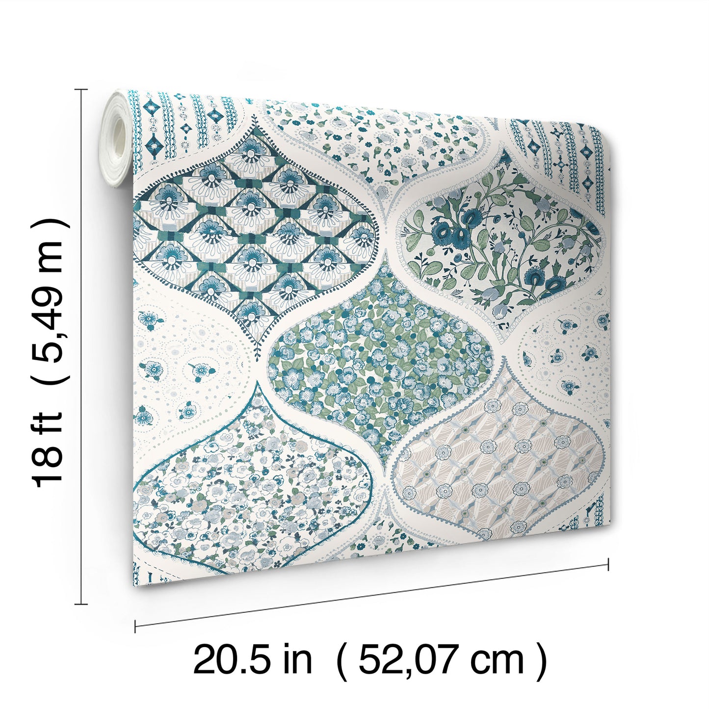 York Wallcoverings RoomMates Pippa Cool Multi Peel and Stick Wallpaper Country Graphics Blues  Wallpaper - RMK12693PLW