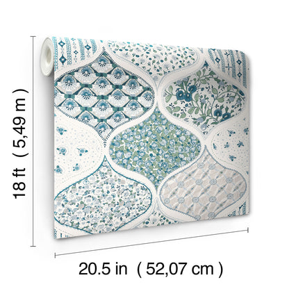 York Wallcoverings RoomMates Pippa Cool Multi Peel and Stick Wallpaper Country Graphics Blues  Wallpaper - RMK12693PLW