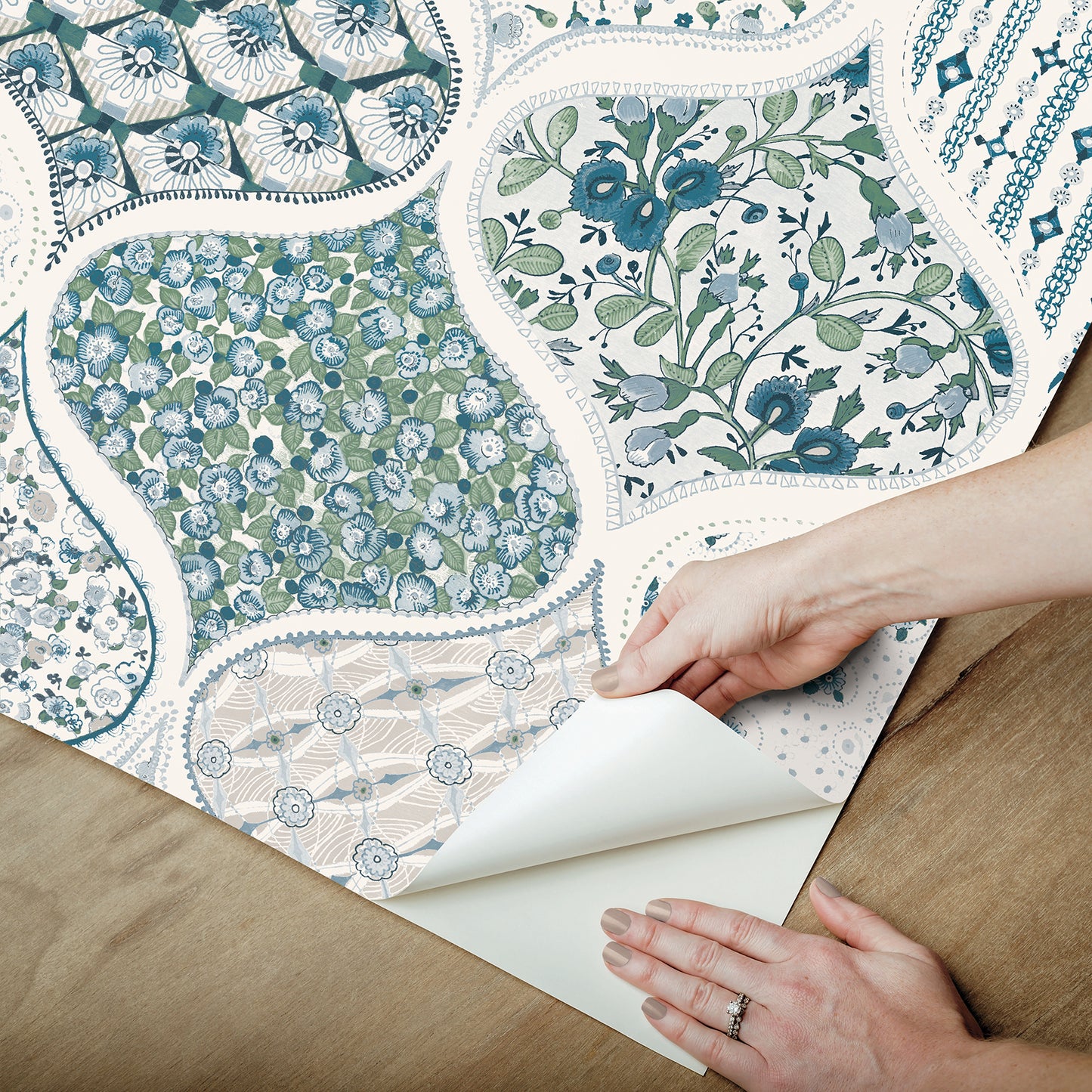 York Wallcoverings RoomMates Pippa Cool Multi Peel and Stick Wallpaper Country Graphics Blues  Wallpaper - RMK12693PLW