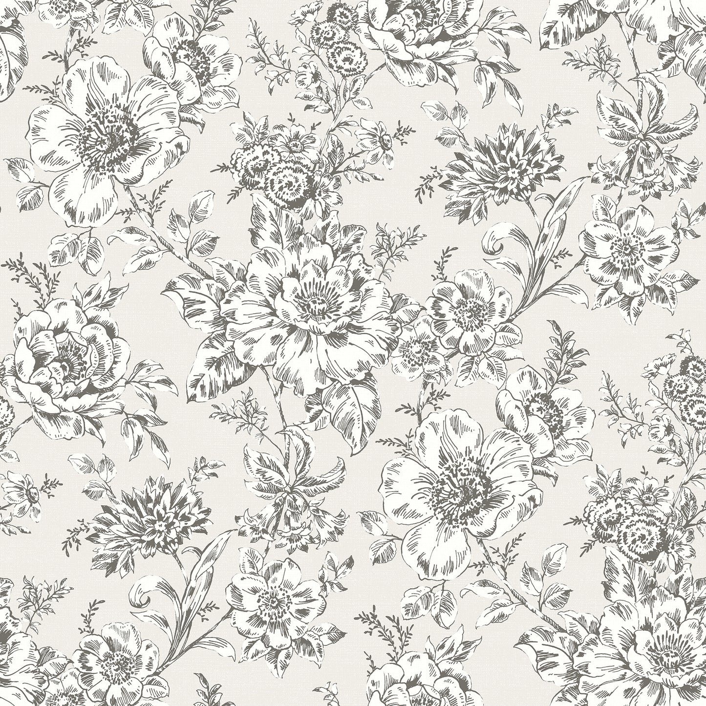 York Wallcoverings RoomMates Winifred Taupe Peel and Stick Wallpaper Country Botanical Neutrals  Wallpaper - RMK12694PLW