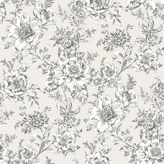 York Wallcoverings RoomMates Winifred Taupe Peel and Stick Wallpaper Country Botanical Neutrals  Wallpaper - RMK12694PLW
